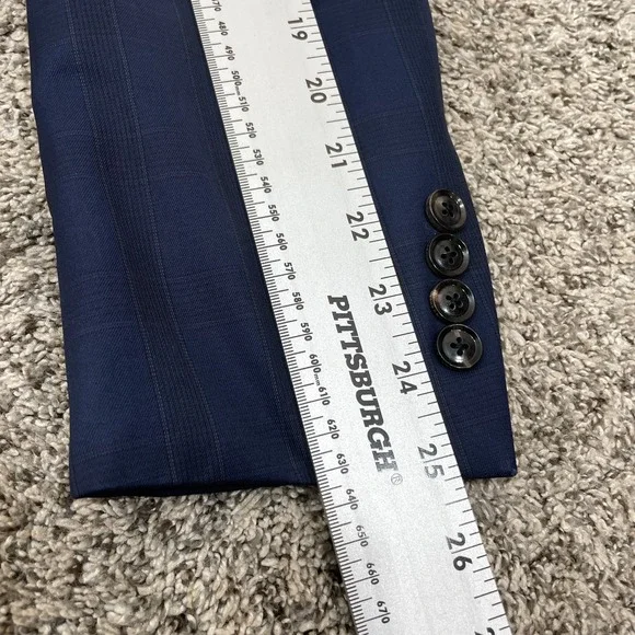 Ted Baker Endurance Sport Coat‎ Blazer Men's 38R Jay Plaid Wool Blue Canada Made